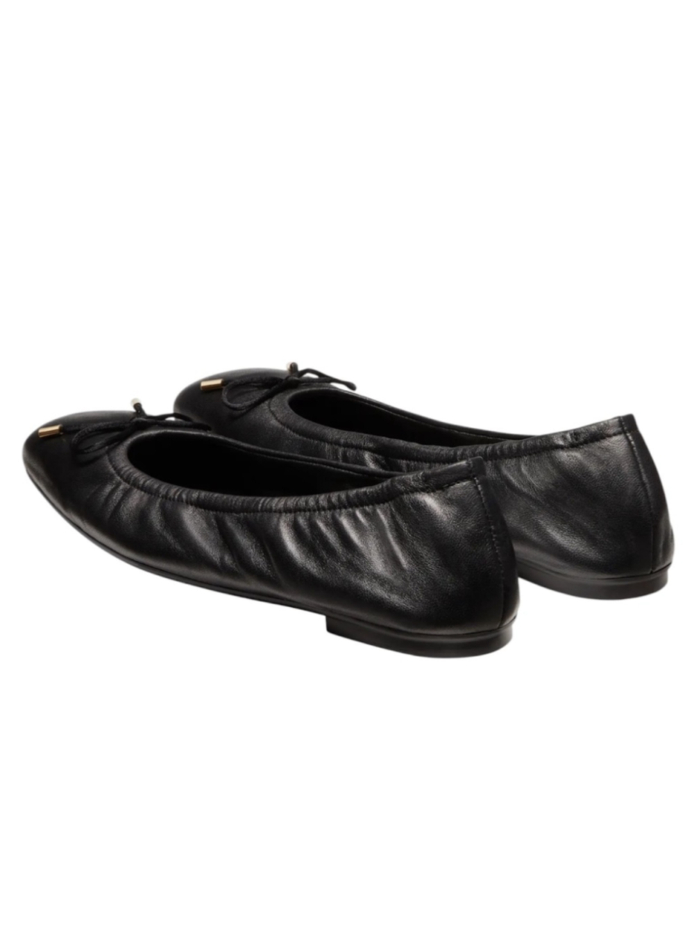 Stuart Weitzman Black Bardot Leather Ballet Flats Shoes Size 8 - Picture 2 of 11
